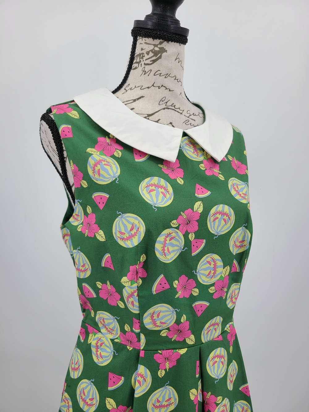 ModCloth Cheerful Halloween Cotton Collared Dress Size Large (Runs Large)